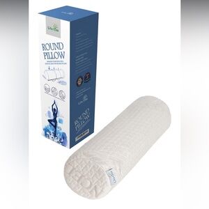 New Round memory foam cervical bolster pillow neck back lumbar leg comfy 18 x 6”